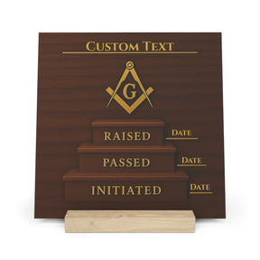 Master Mason Blue Lodge Plaque - S&C G on Milestone steps with Customization - Bricks Masons