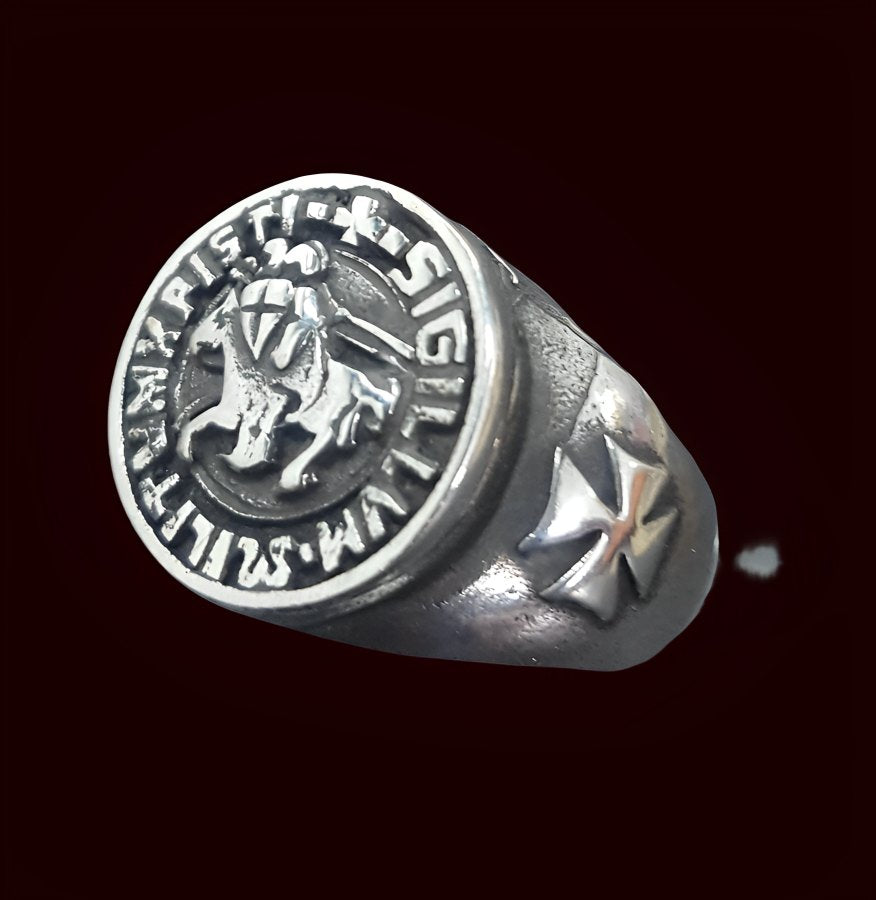 Knights Templar Ring in Silver 1.6 cm 9 g Art 279 - Bricks Masons