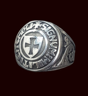 Knights Templar Ring Shield Silver 1.6 cm Art 280 - Bricks Masons