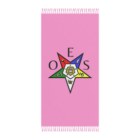 OES Towel - Pink Polyester With Knotted Tassels Beach Cloth - Bricks Masons