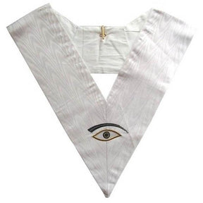 28th Degree Memphis Misraim Collar - White Moire - Bricks Masons