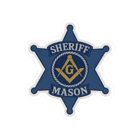 Master Mason Blue Lodge Sticker Decal - Kiss-Cut Blue Sheriff Star - Bricks Masons