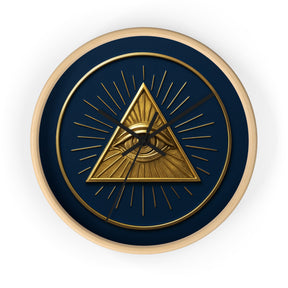 Eye of Providence Clock - Pyramid with All Seeing Eye Design on Wooden Frame - Bricks Masons