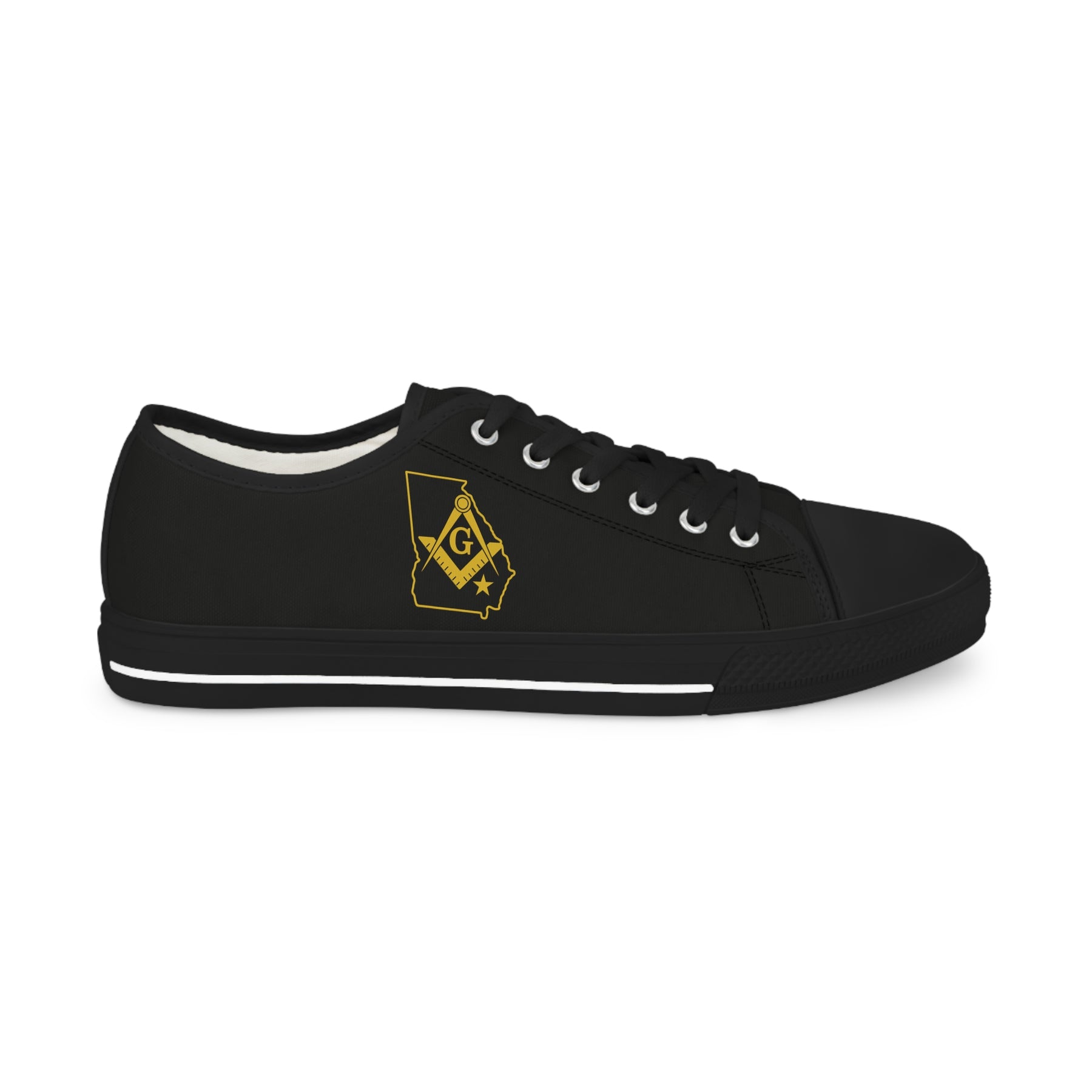 Master Mason Blue Lodge Sneaker - Low Top Sneaker Black & White Georgia Map Mason - Bricks Masons