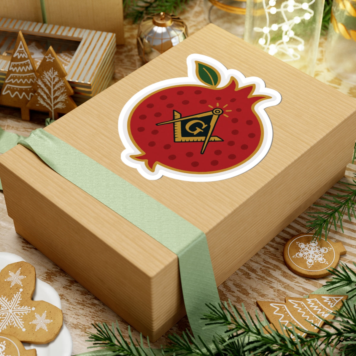 Master Mason Blue Lodge Sticker Decal - Kiss-Cut Pomegranate S & C - Bricks Masons