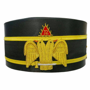 32nd Degree Scottish Rite Crown Cap - Black with Hand Embroidery Bullion