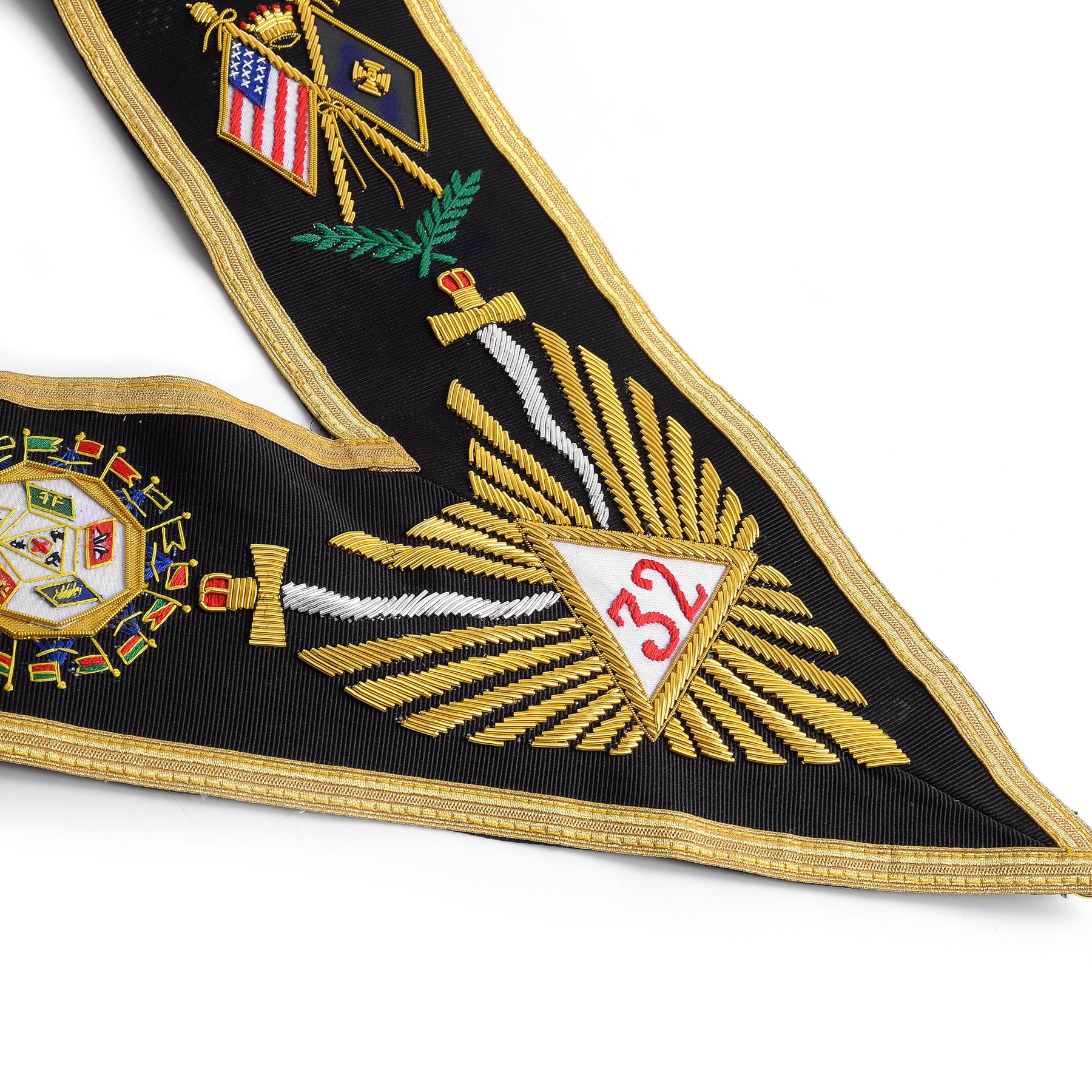 32nd Degree Scottish Rite Collar - Gold Braid With Black Backing - Bricks Masons