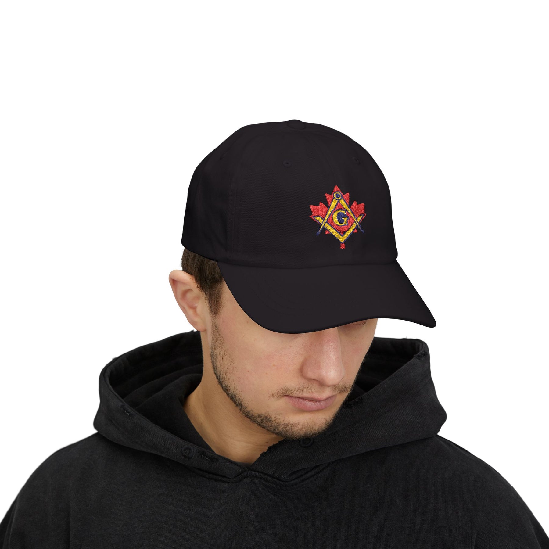 Master Mason Blue Lodge Canada Jurisdiction Baseball Cap - Red Maple Leaf S&C - Bricks Masons