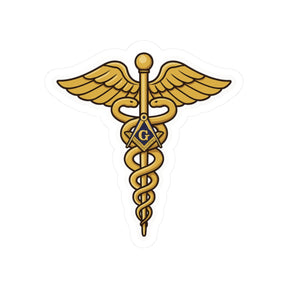 Master Mason Blue Lodge Sticker Decal - Kiss-Cut Gold Medical Doctor - Bricks Masons