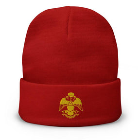 33rd Degree Scottish Rite Beanie - Wings Down Golden Embroidery - Bricks Masons