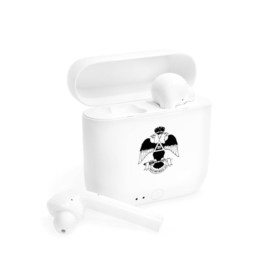 33rd Degree Scottish Rite Earbud - Wings Down White - Bricks Masons