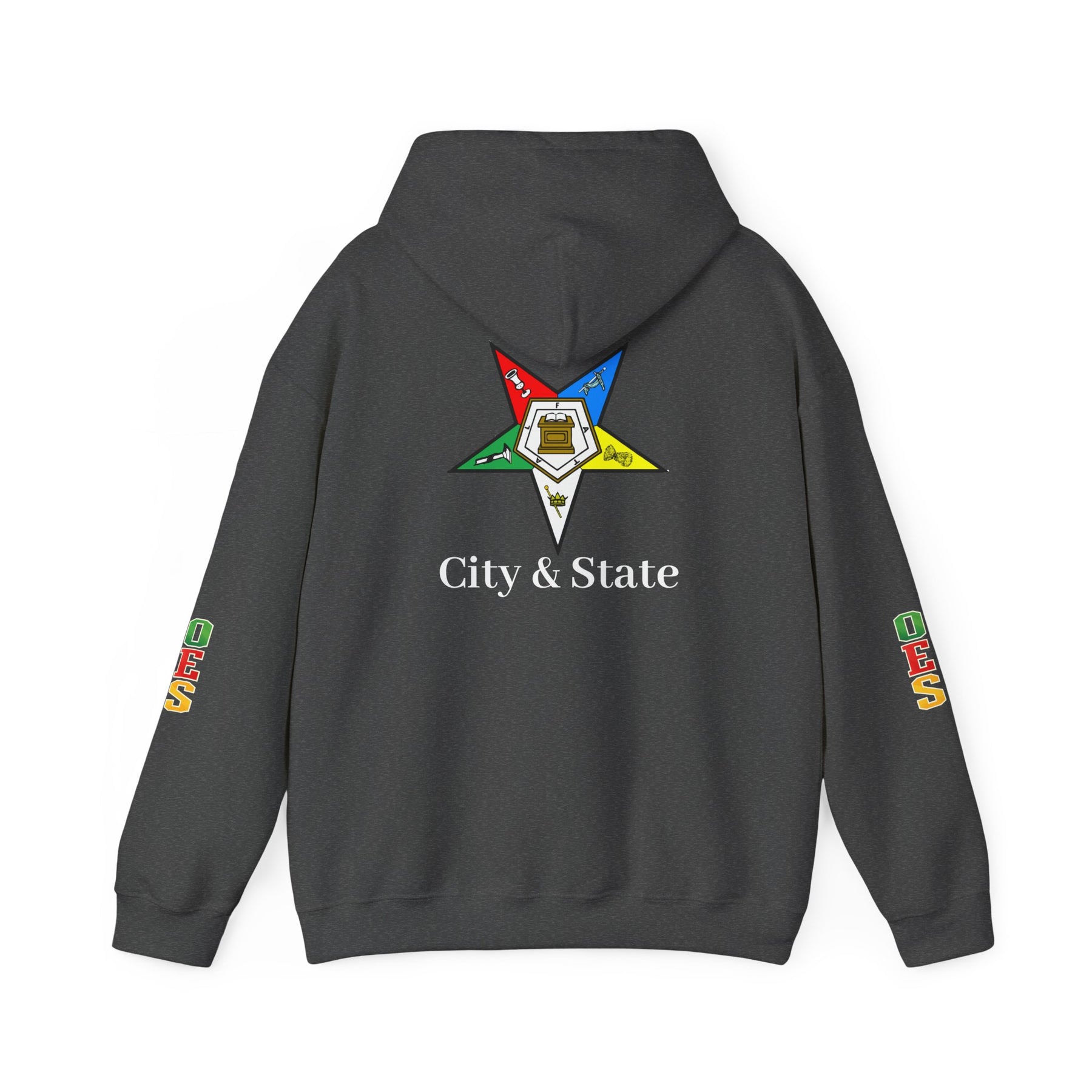 OES Hoodie - Colorful Eastern Star & Initials with Personalization - Bricks Masons