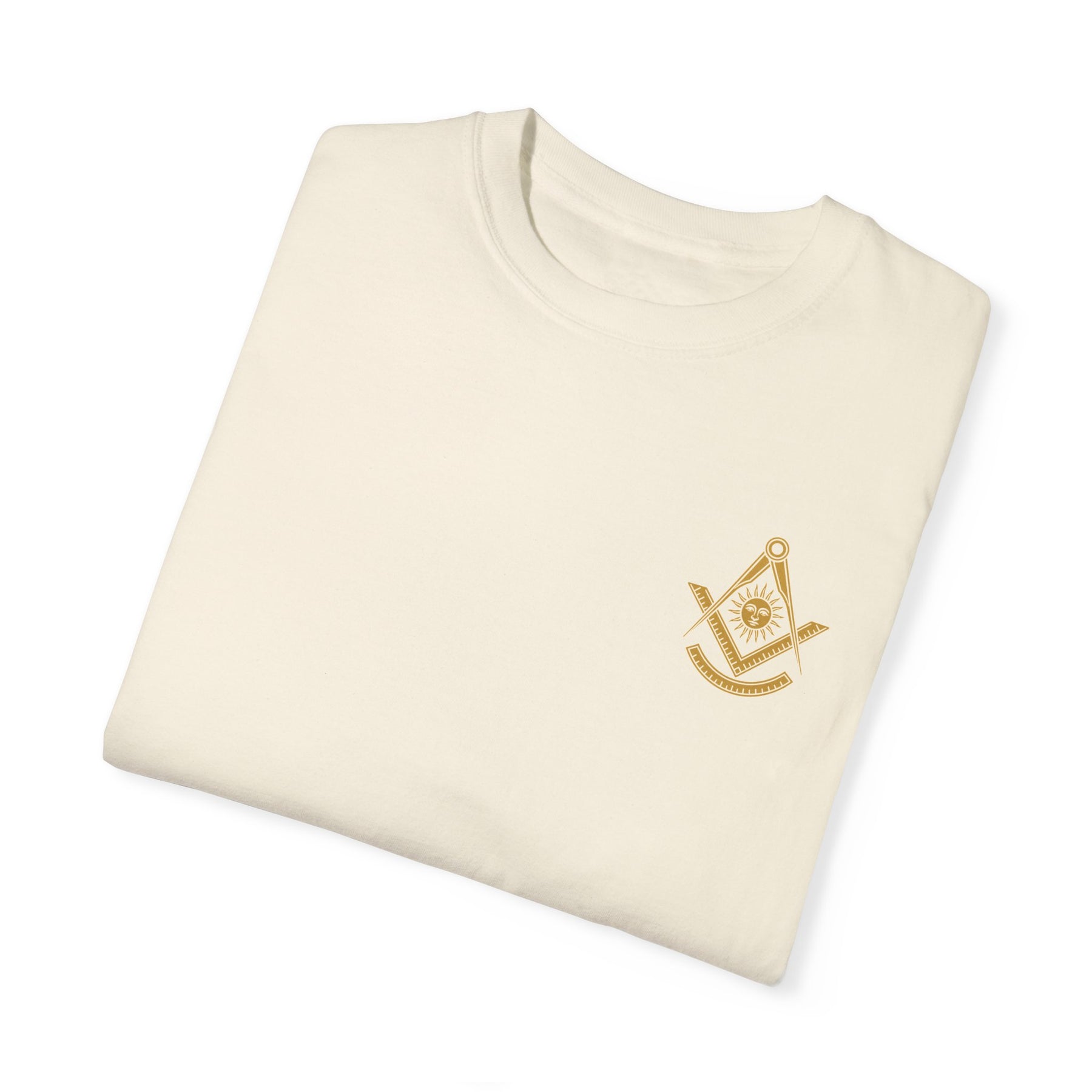 Past Master Blue Lodge T-Shirt - Garment-Dyed Square & Compass, Quadrant - Bricks Masons