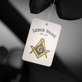 Master Mason Blue Lodge Car Air Freshener - Square & Compass G With Personalization - Bricks Masons
