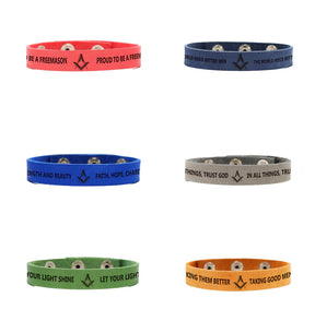 Master Mason Blue Lodge Bracelet - Various Leather Colors - Bricks Masons