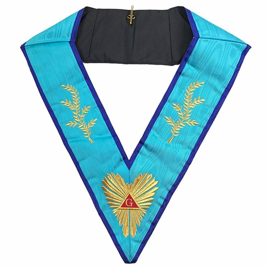 Worshipful Master Memphis Misraim French Regulation Collar - Sky Blue Moire