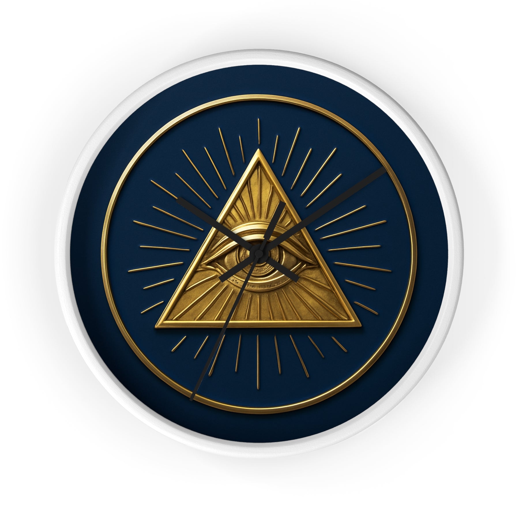 Eye of Providence Clock - Pyramid with All Seeing Eye Design on Wooden Frame - Bricks Masons