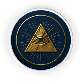 Eye of Providence Clock - Pyramid with All Seeing Eye Design on Wooden Frame - Bricks Masons