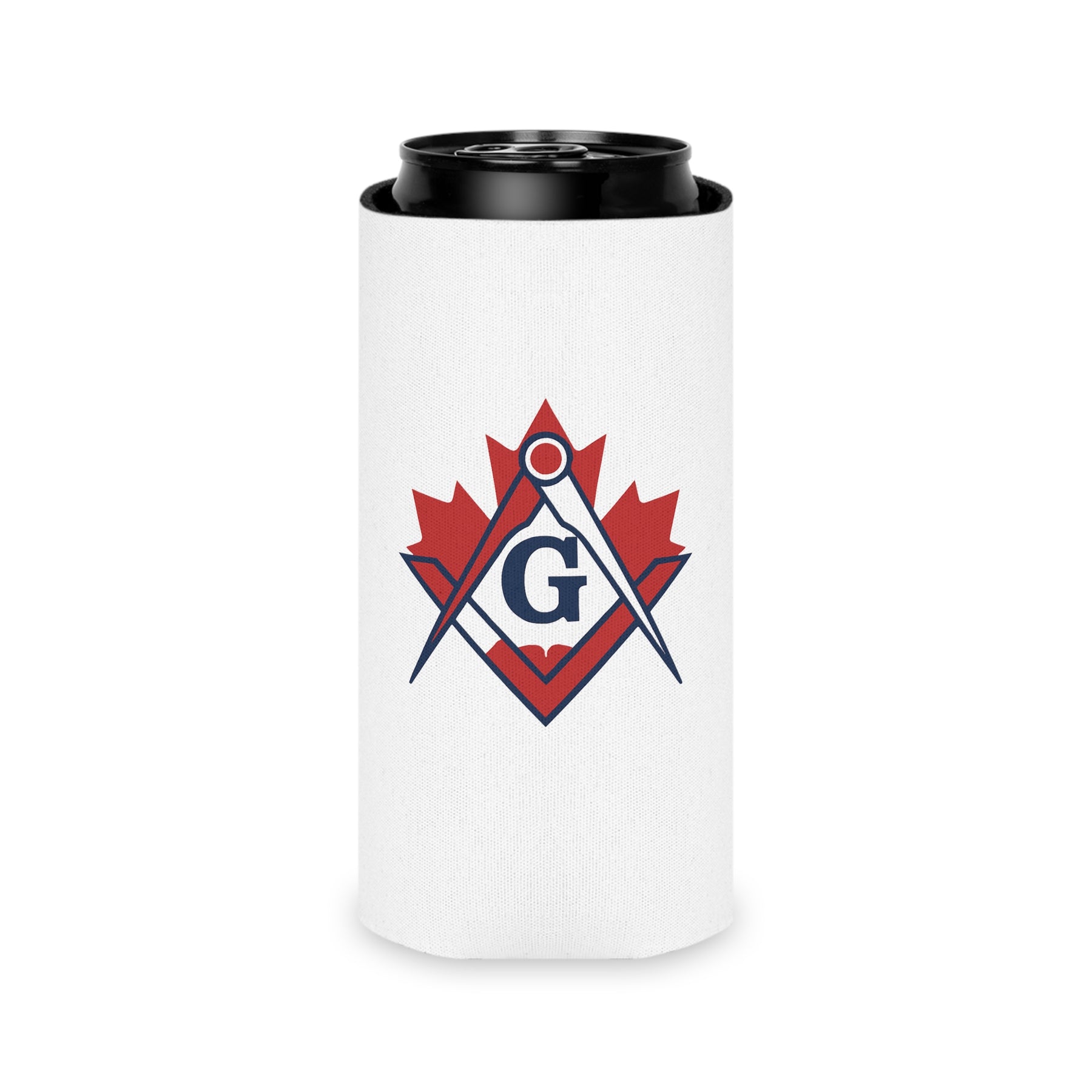 Master Mason Blue Lodge Canada Jurisdiction Can Cooler - Maple Leaf Canada Mason - Bricks Masons