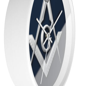 Master Mason Blue Lodge Clock - S&C G Emblem on Wood Frame - Bricks Masons