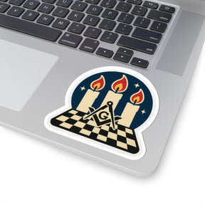Master Mason Blue Lodge Sticker Decal - Kiss-Cut Three Burning Tapers - Bricks Masons