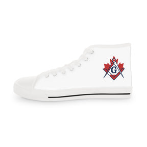 Master Mason Blue Lodge Canada Jurisdiction Sneaker - High Top Black & White Sole Canada Maple Leaf - Bricks Masons