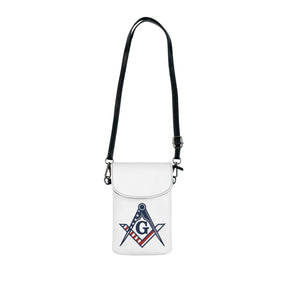 Master Mason Blue Lodge Cell Phone Wallet - US Square & Compass G Microfiber Leather - Bricks Masons