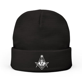 Master Mason Blue Lodge Canada Jurisdiction Beanie - Knit Embroidery Maple Leaf With S&C - Bricks Masons