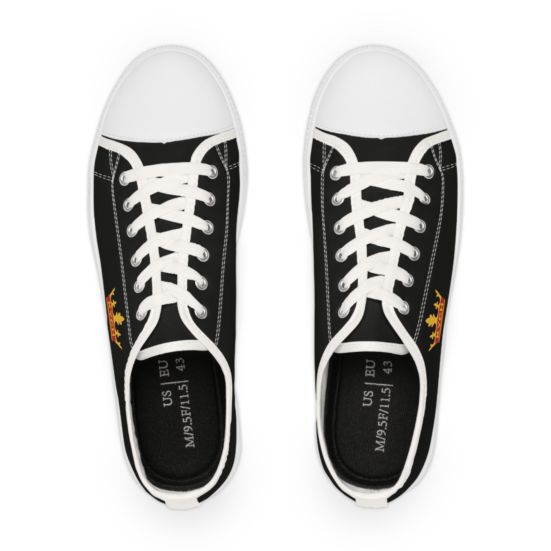 KYCH Sneaker - Low Top Sneaker Black & White Golden Emblem - Bricks Masons