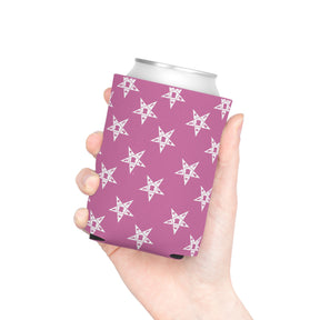 OES Can Cooler - Pink & White Stars - Bricks Masons