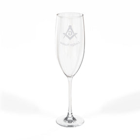 Master Mason Blue Lodge Champagne Flute - Square & Compass G with Personalization - Bricks Masons