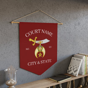 Shriners Pennant - Personalized Maroon Polyester Twill - Bricks Masons