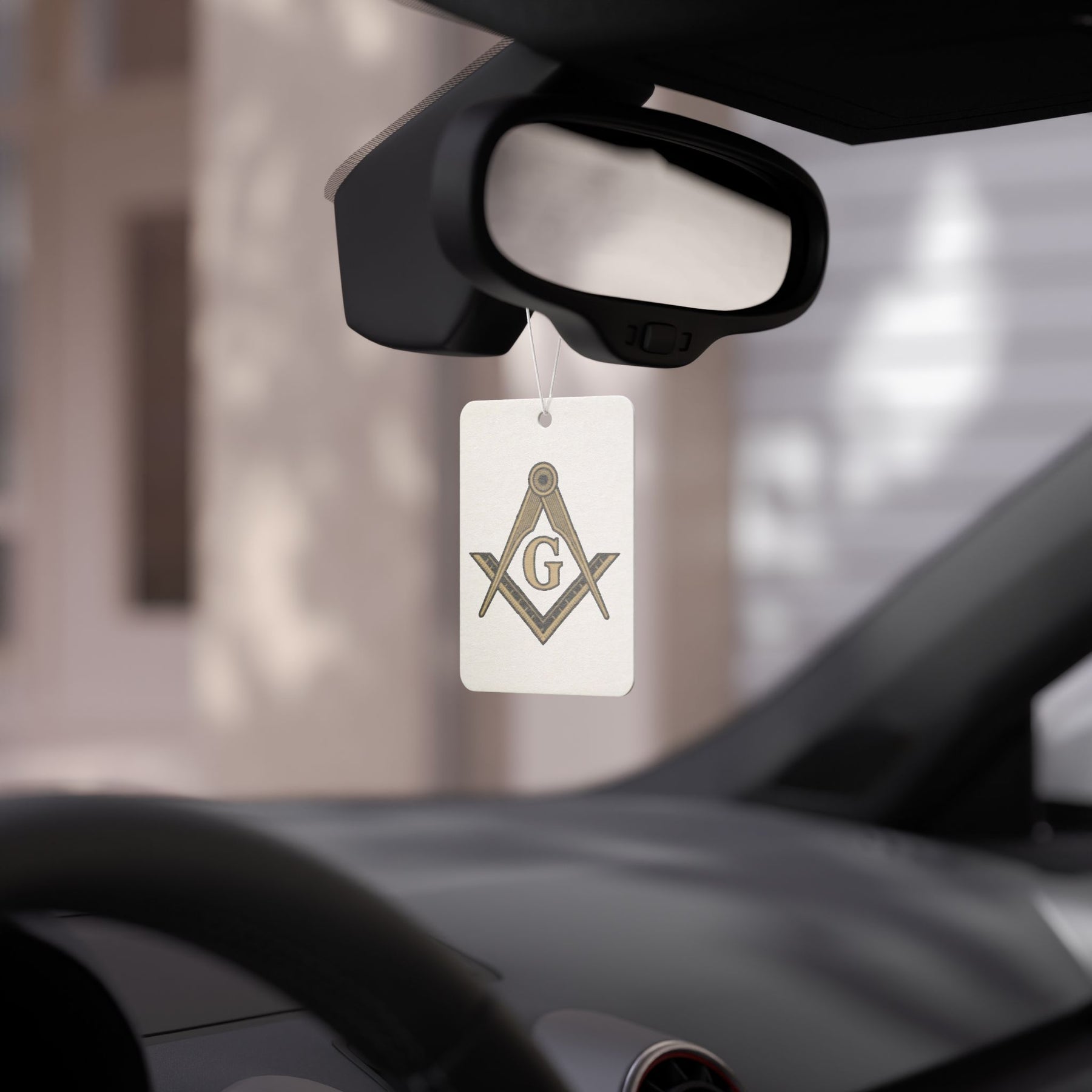 Master Mason Blue Lodge Car Air Freshener - Fresh Scent with Square & Compass G Emblem - Bricks Masons