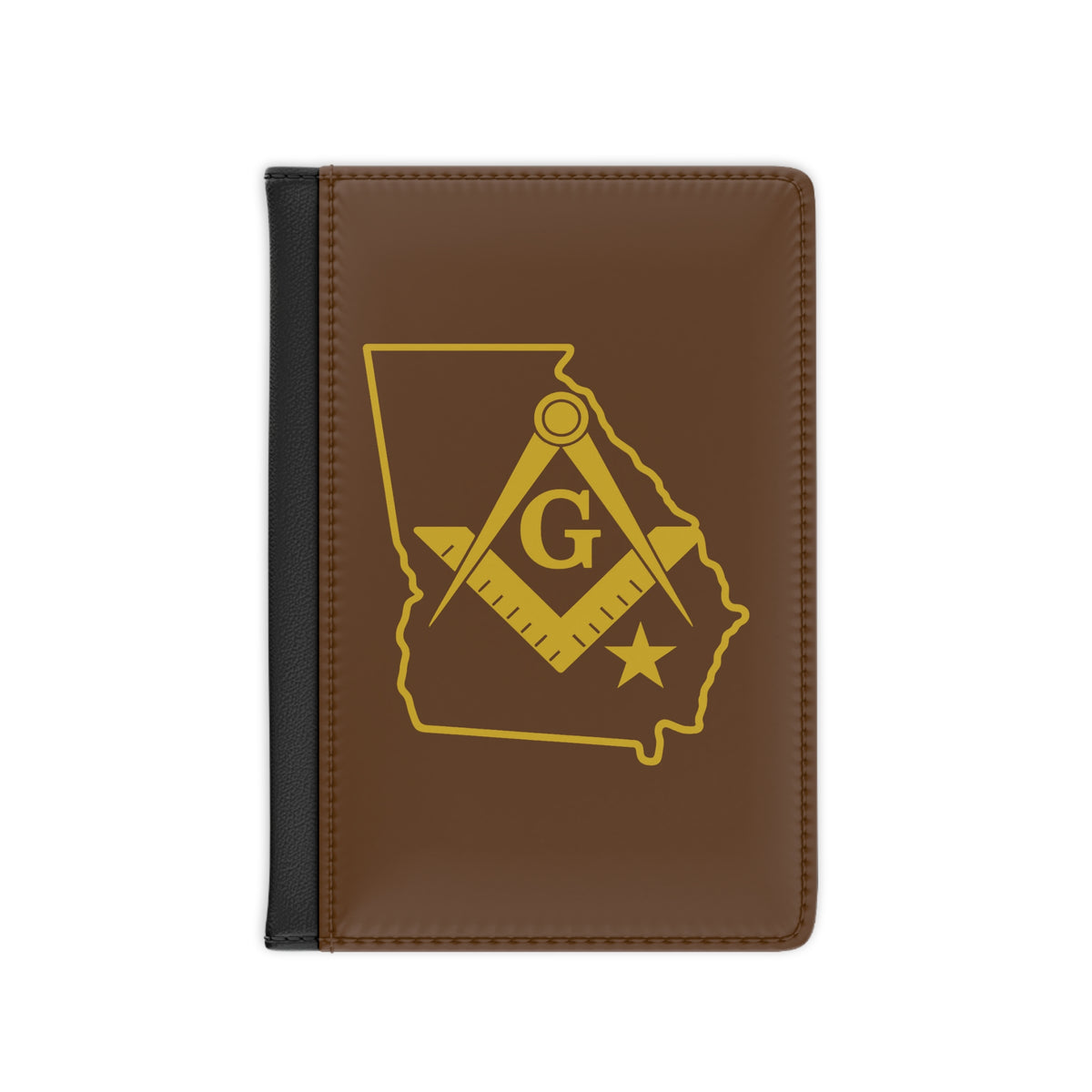 Master Mason Blue Lodge Passport Cover - Georgia Mason Brown PU Leather - Bricks Masons