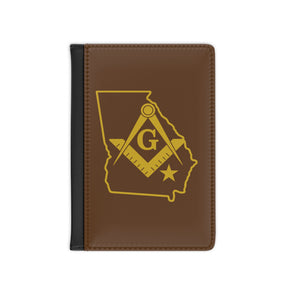 Master Mason Blue Lodge Passport Cover - Georgia Mason Brown PU Leather - Bricks Masons