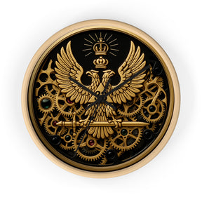 33rd Degree Scottish Rite Clock - Open Gear Eagle on Wood Frame With Plexiglass Face - Bricks Masons