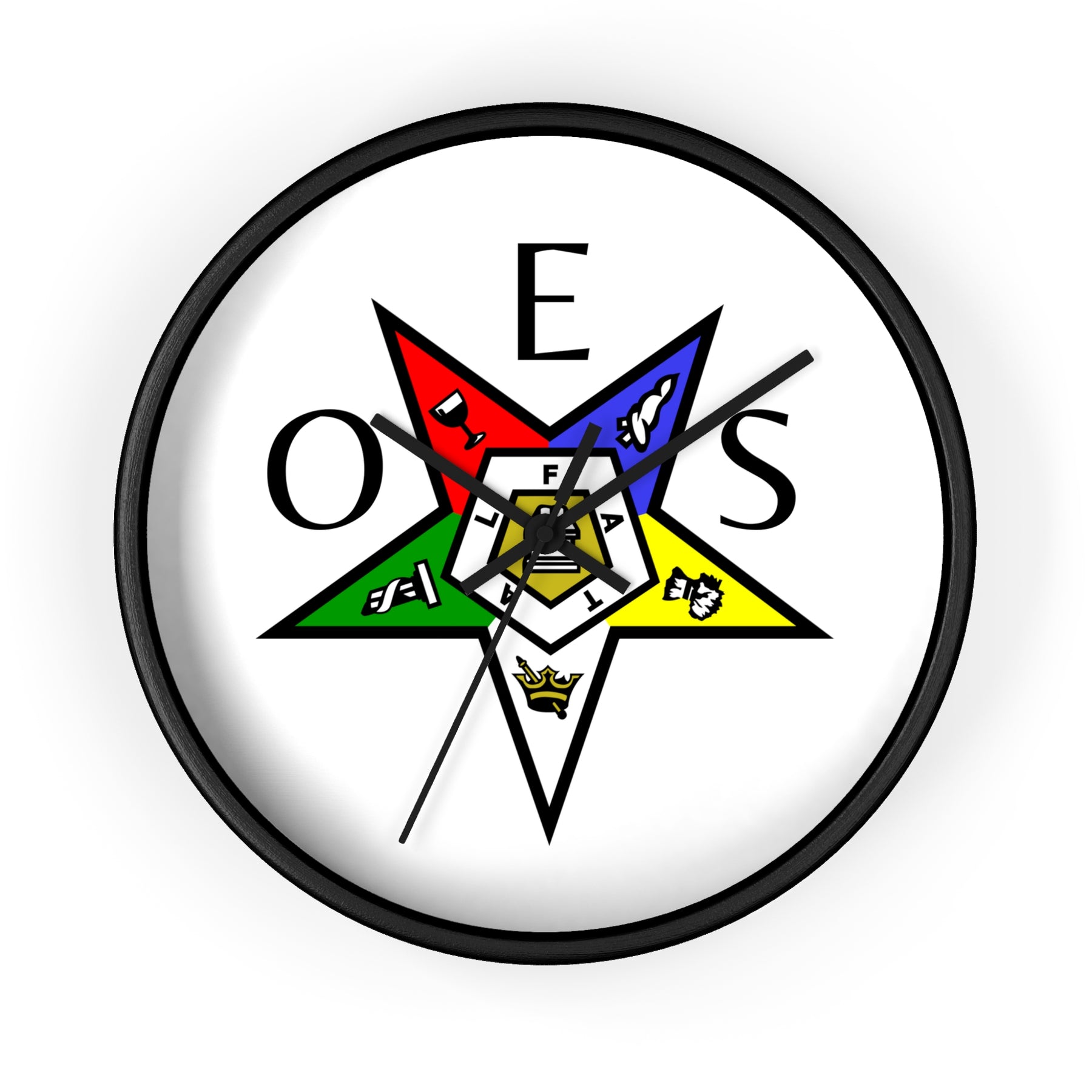 OES Clock - Colorful Star Emblem - Bricks Masons