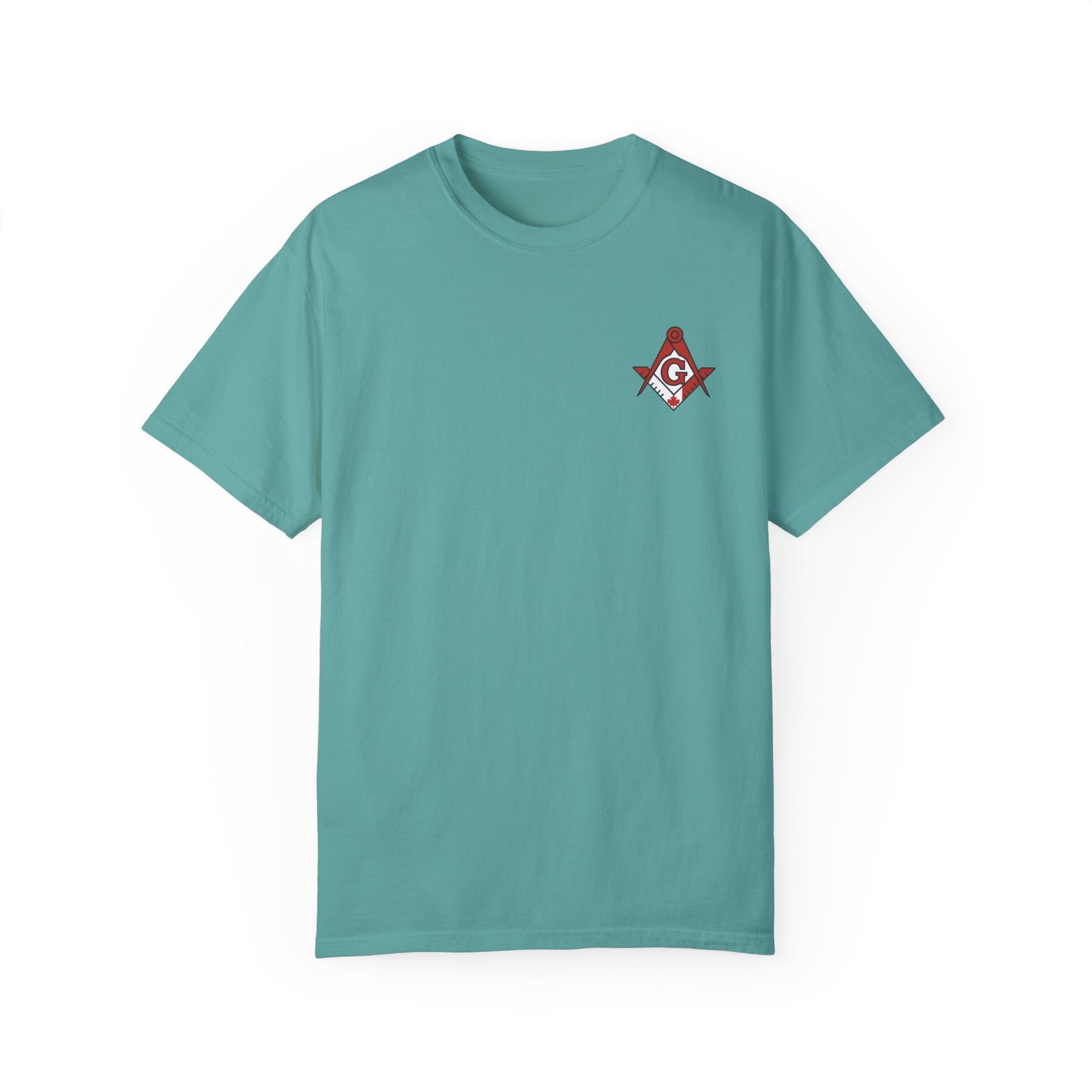 Master Mason Blue Lodge Canada Jurisdiction T-Shirt - Garment-Dyed Tee Various Colors - Bricks Masons