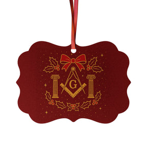 Master Mason Blue Lodge Christmas Ornament - S&C G with Twin Pillars Holiday Decor Set - Bricks Masons