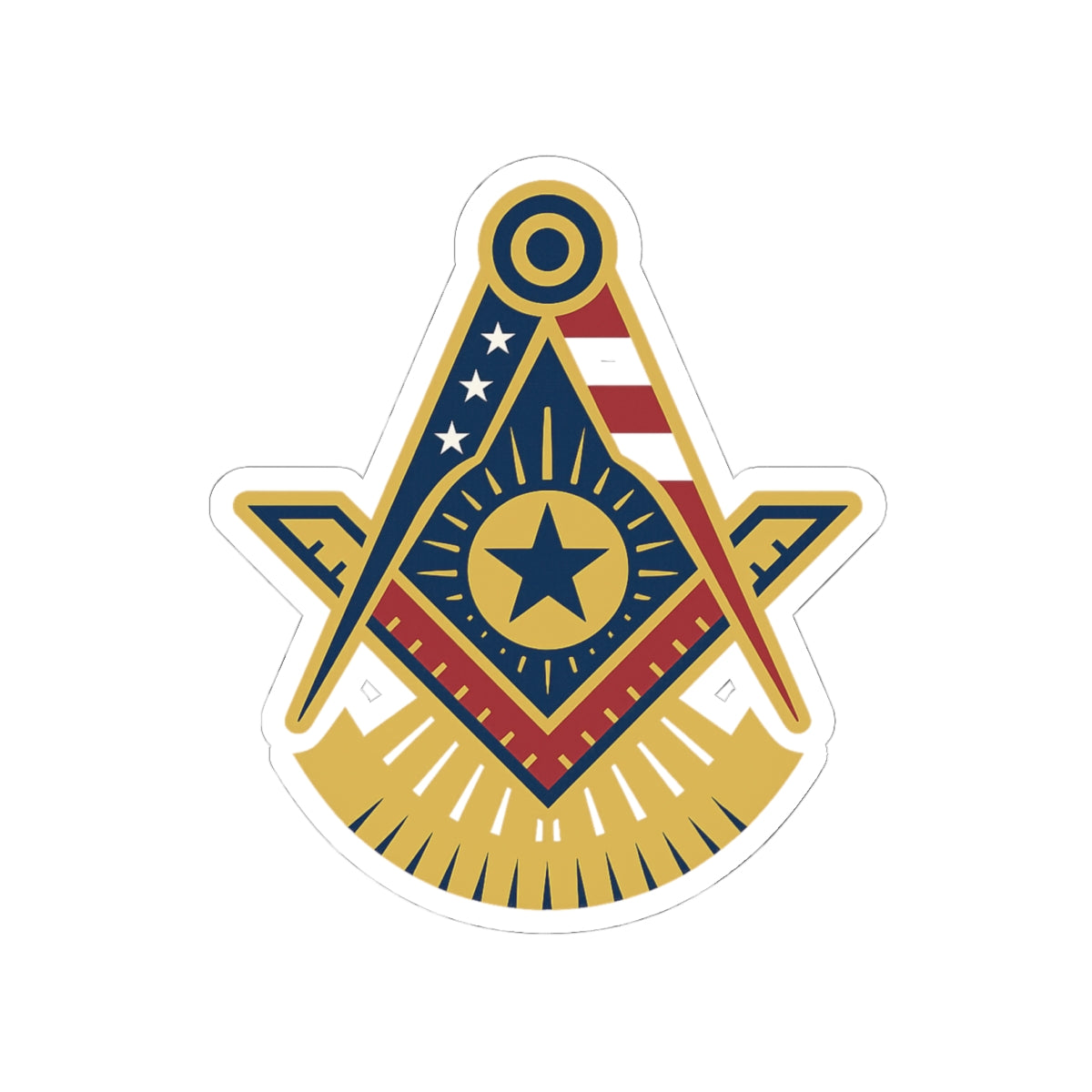 Past Master Blue Lodge Sticker Decal - Kiss-Cut US Flag - Bricks Masons