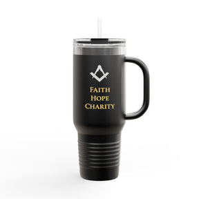 Master Mason Blue Lodge Ringneck Tumbler - Faith Hope & Charity with Square & Compass - Bricks Masons