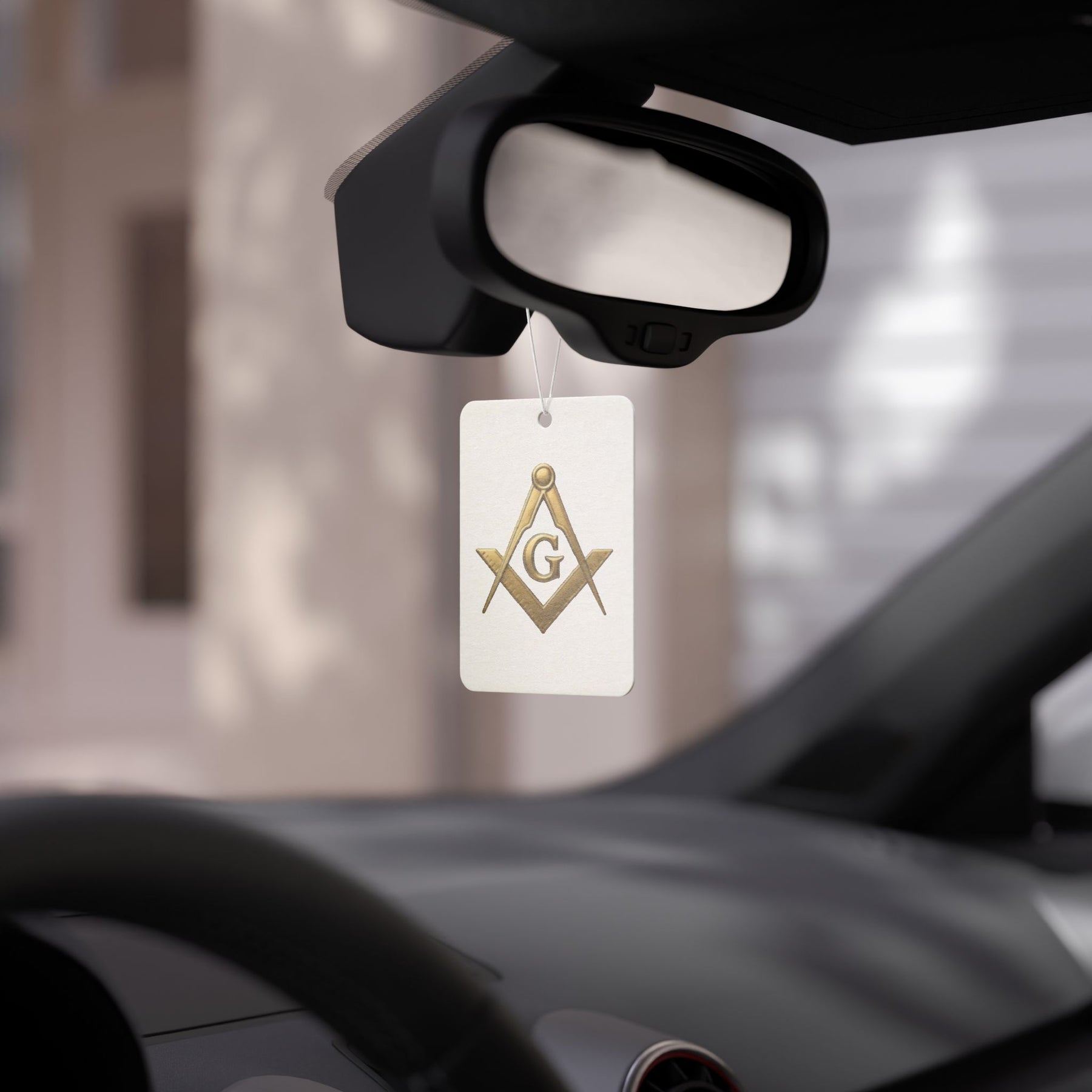 Master Mason Blue Lodge Car Air Freshener - Gold Square & Compass with G - Bricks Masons