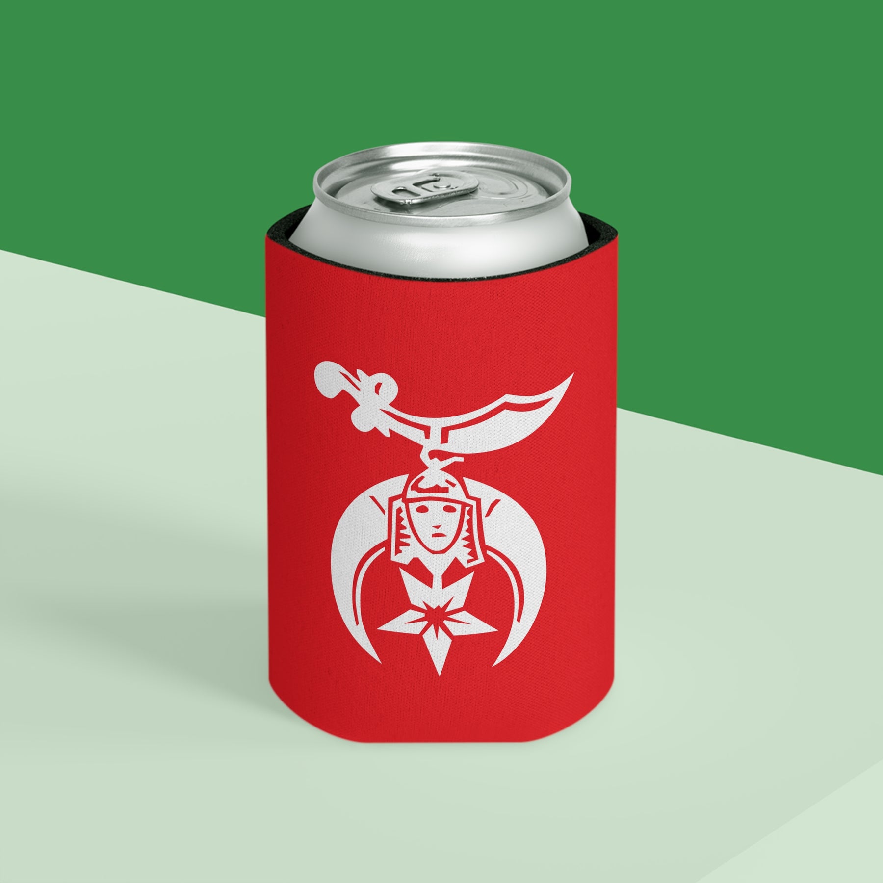 Shriners Can Cooler - Red Polyester Exterior - Bricks Masons