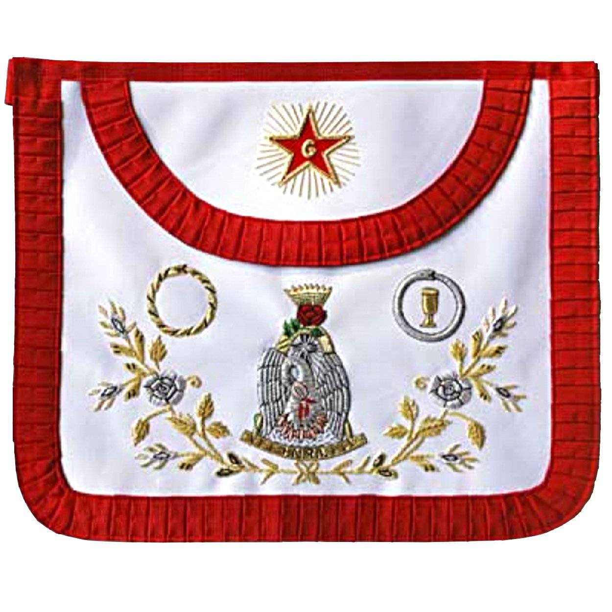 18th Degree Scottish Rite Apron - Red Pleated Edges