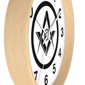 Master Mason Blue Lodge Clock - Square & Compass G Wooden Frame