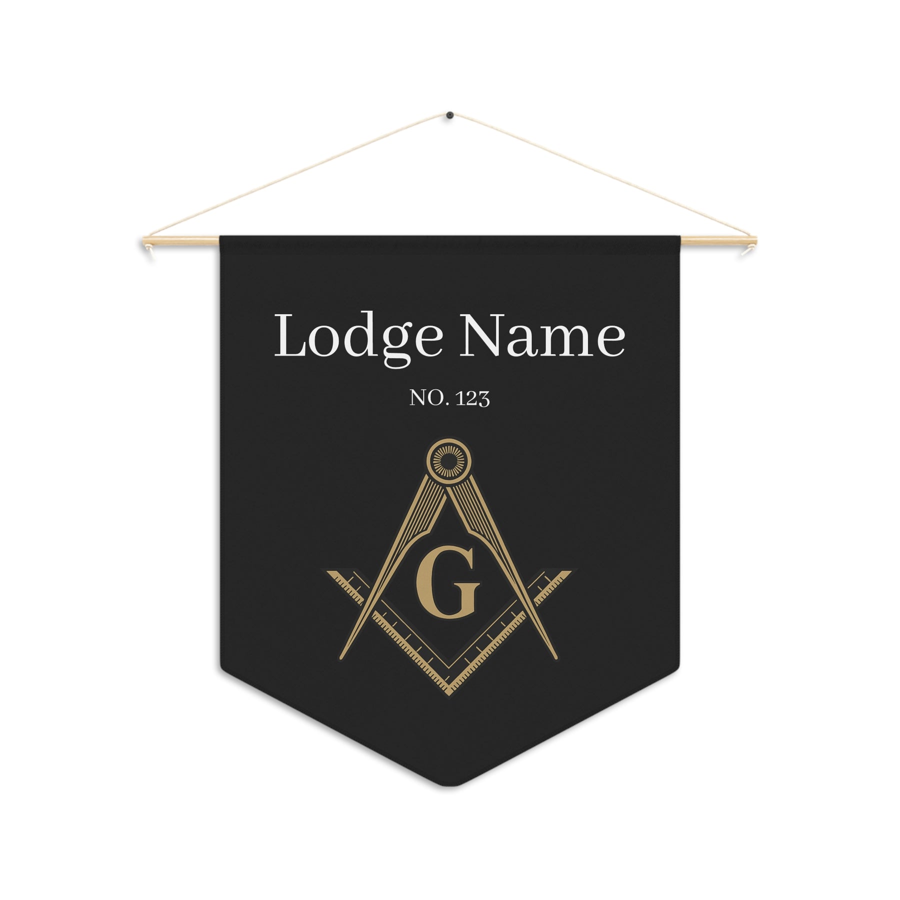 Master Mason Blue Lodge Pennant - Gold Square & Compass G with Customization - Bricks Masons