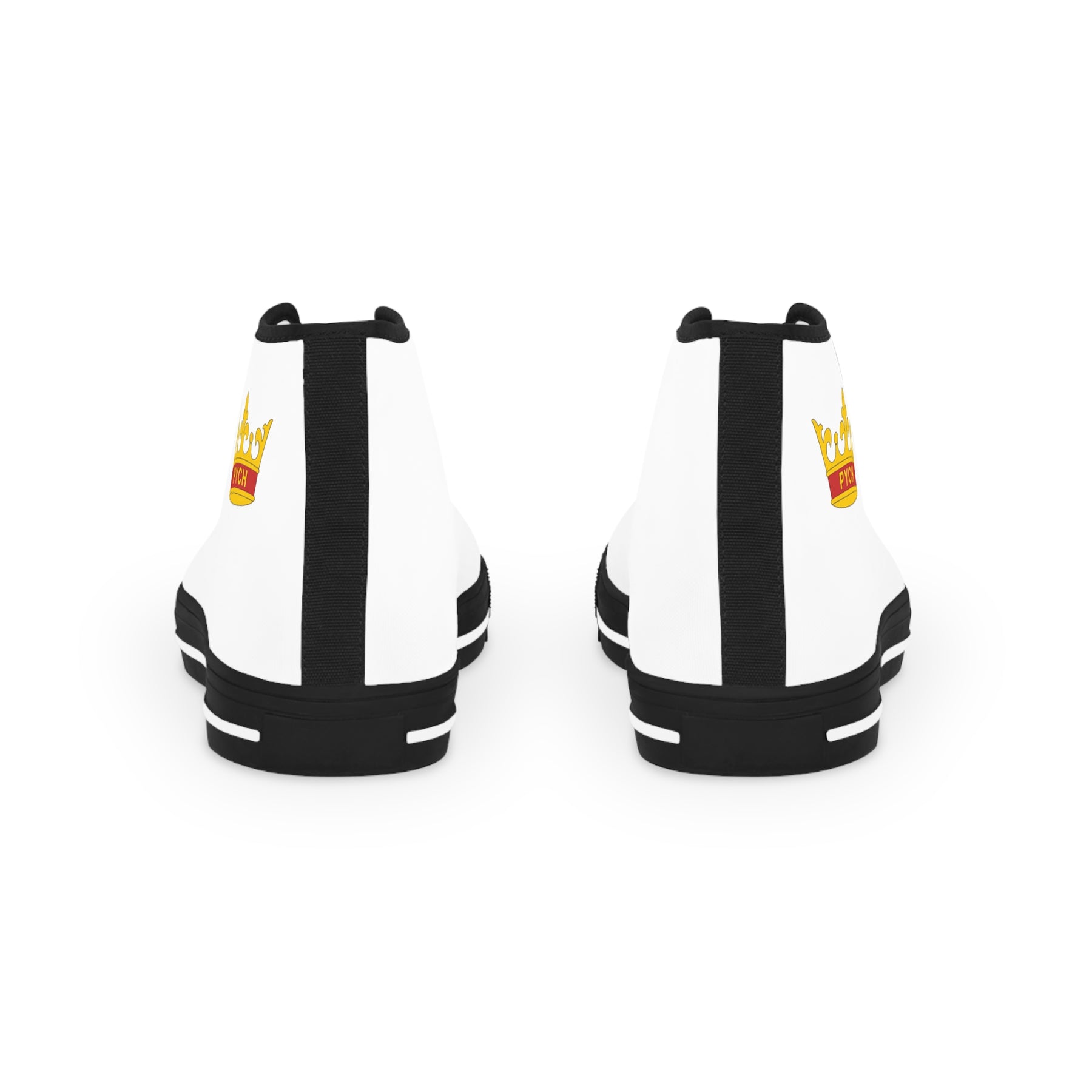 PYCH Sneaker - High Top Black & White Sole White Canvas - Bricks Masons