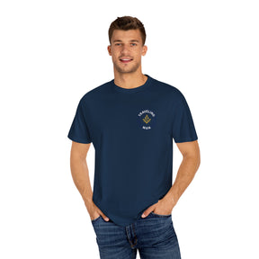 Master Mason Blue Lodge T-Shirt - Traveling Mason Garment-Dyed Tee - Bricks Masons