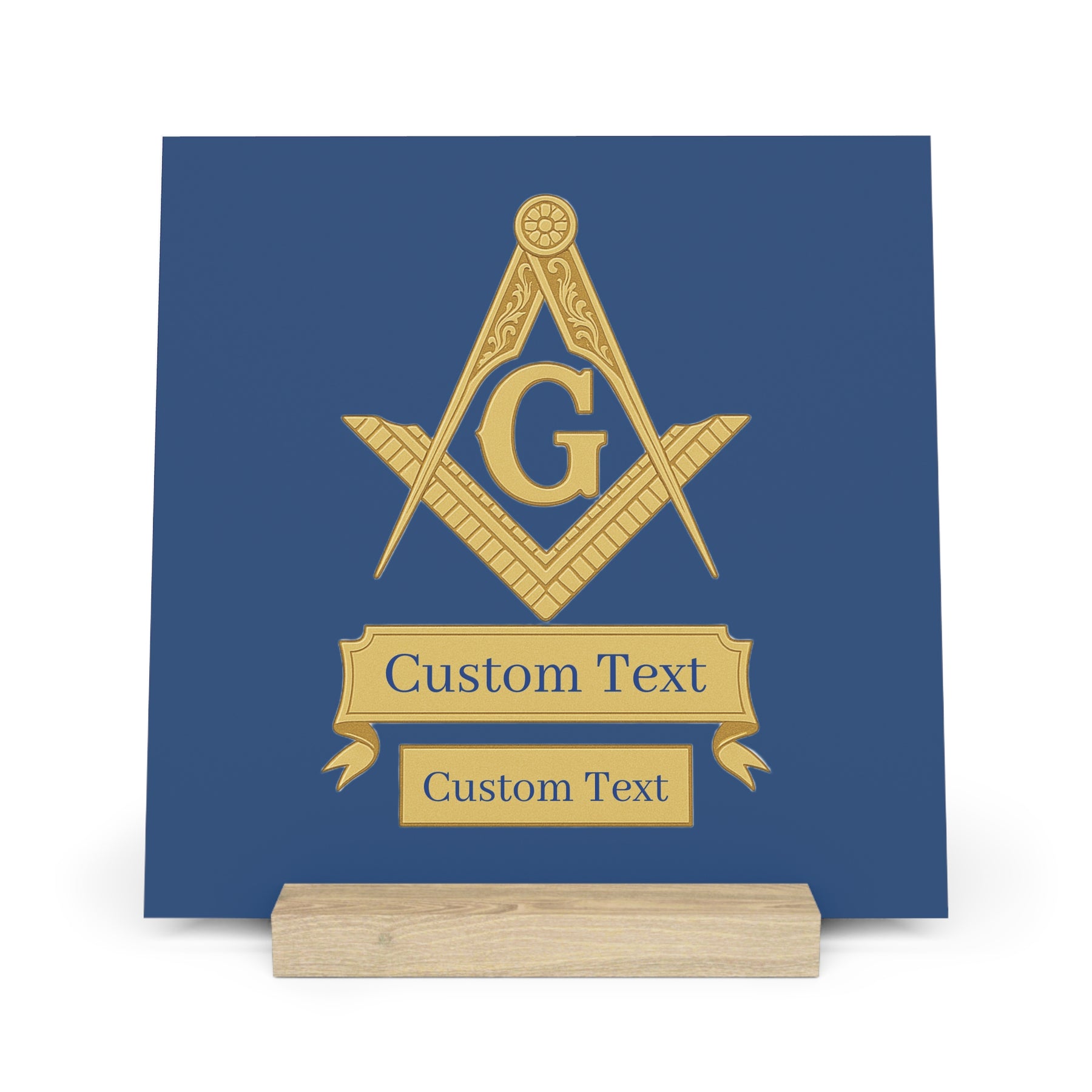 Master Mason Blue Lodge Plaque - Square & Compass G with Custom Text - Bricks Masons