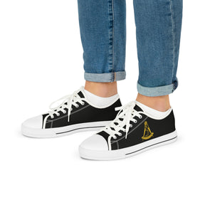 District Deputy Grand Master Blue Lodge Sneaker - Low Top Sneaker Black & White Gold Emblem - Bricks Masons
